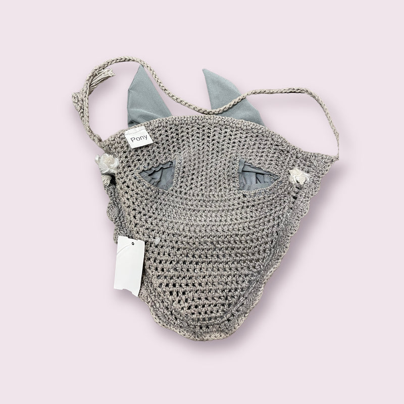Fly Bonnet - Grey w/ horse design - Pony Size - USED