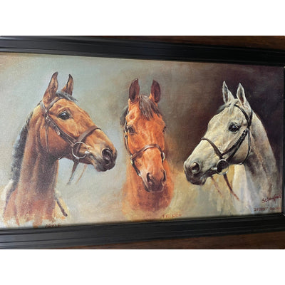 3 Horse painting, framed - 23"x34" - USED