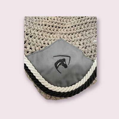 Fly Bonnet - Grey w/ horse design - Pony Size - USED