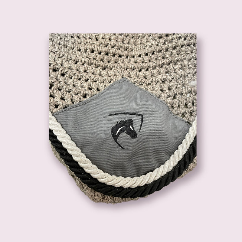 Fly Bonnet - Grey w/ horse design - Pony Size - USED