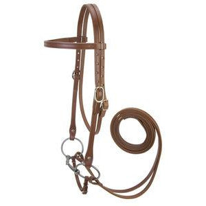 Weaver Leather Browband Bridle with Double Cheek Buckles, Chicago Screw Reins & Snaffle Bit