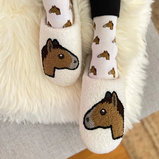 Dreamers and Schemers Horsehead Emoji Slipper/Sock Combo